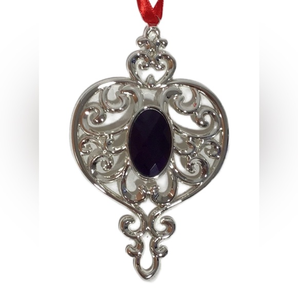 Bundle of 3 Lenox Bejeweled Tree Ornaments, Red/Purple/Blue Set in Silverplate - Picture 6 of 9